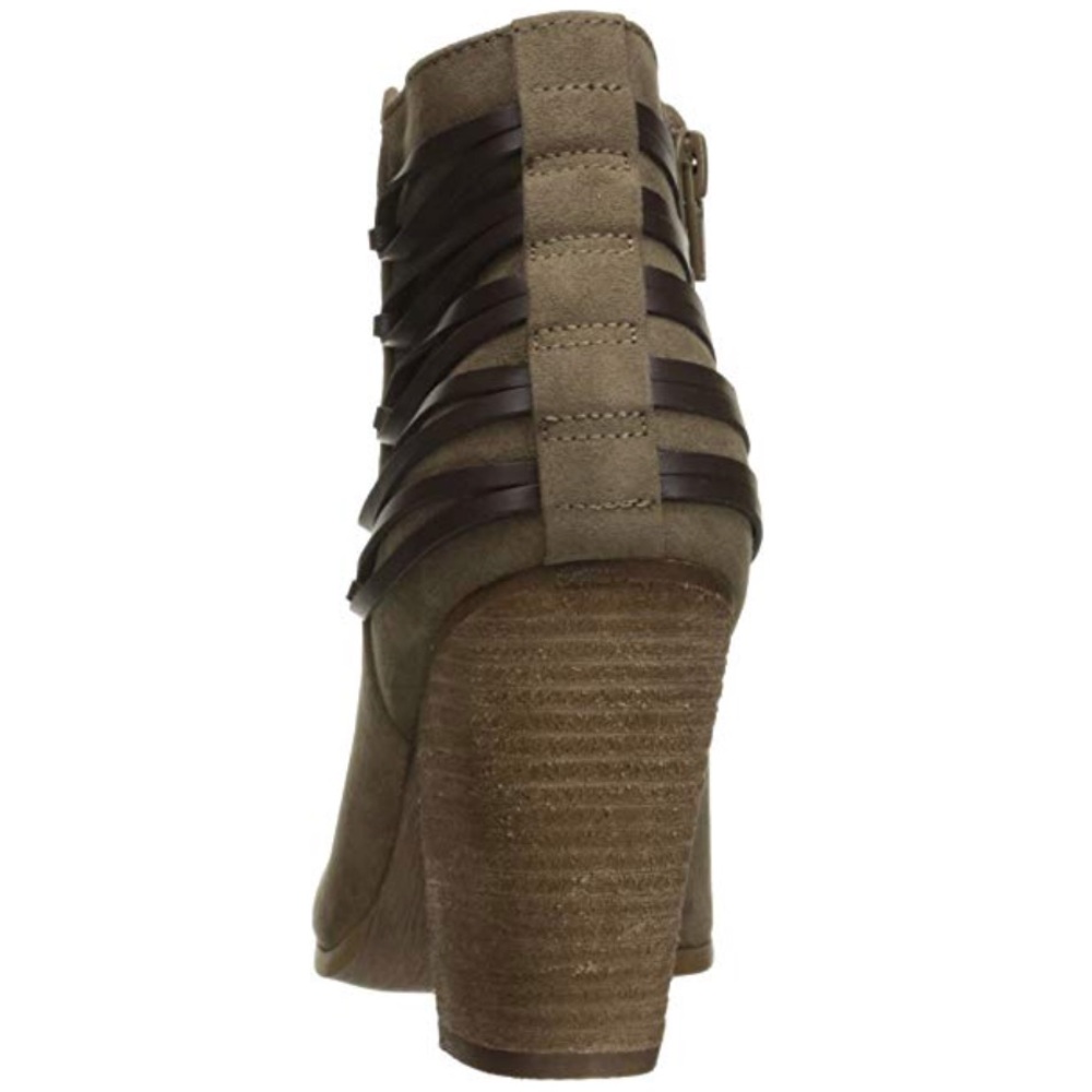 Taupe Woven Lace Back Chic Ankle Booties - Picture 5 of 6